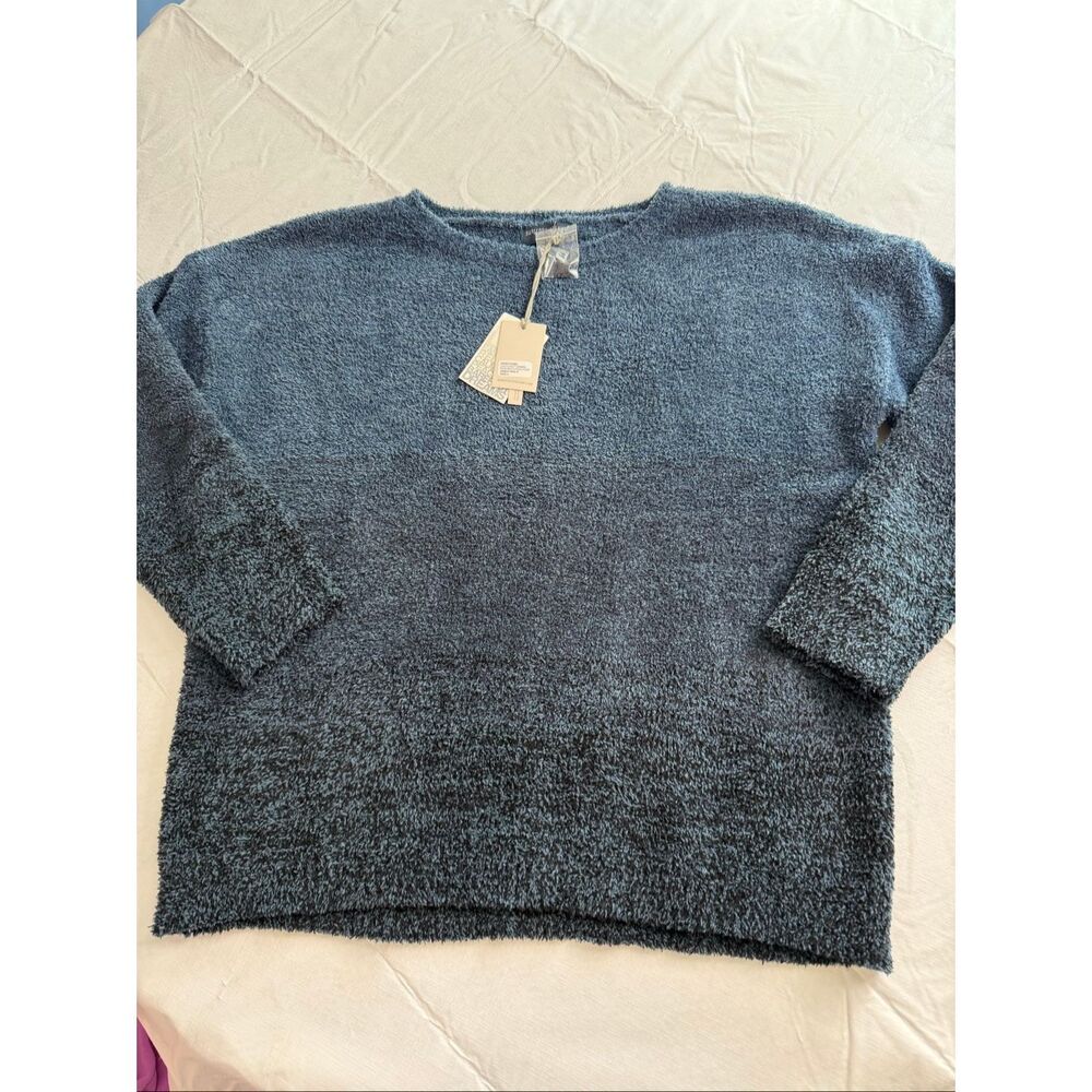 NWT Barefoot Dreams Cozychic Ombré Boatneck Indigo Sweater Size Large New